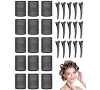 TPZORJX Curling Iron Set, 15 Pieces Manual Curling Iron, Heat Free Curling Iron, Non-Stick Curling Iron, 4.8 cm, Curling Iron with 15 Pieces Bangs Clip, for Long Hair, Small to Medium Hair (Black)