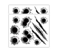 TPZORJX Pack of 2 Faux Bullet Hole Paw Print Stickers, 3D Stickers, Waterproof Stickers with Bullet Hole, Suitable for Car, Scooter, Motorcycle Helmet, Bicycle, Laptop, Smartphone