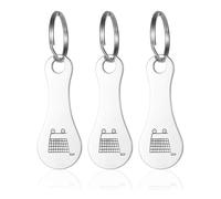 TPZORJX Pack of 3 Metal Shopping Trolley Tokens, Removable Stainless Steel Shopping Trolley Token, Key Ring with Shopping Trolley Pattern, Practical Gadget for Shopping Trolley