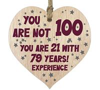 Tqcplfdiddo 100th Birthday Gift For Women Men Wooden Heart Plaque, Light Wood Sign Keepsake, Happy Birthday Mum, Grandma, Dad, Husband, Wife, Uncle, Mum Gifts From Son, Nan, Grandad Birthday Present