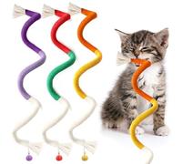 Tqcplfdiddo 3Pcs Chew Rope for Cats, Toy Bite Rope, Cotton Rope Chew Toy with Bell, Interactive Cat Toys for Indoor Cats Stress Release Teeth Cleaning Playing
