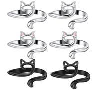 Tqcplfdiddo 6pcs Knitting Crochet Loop Ring for Fingers Metal Open Yarn Guide Crochet Rings Adjustable Braided Faster Knitting Thimbles Holders Accessories for Crochet Mother Grandma Gifts with Box