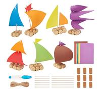 Tqcplfdiddo 7 Set DIY Cork Boat Kit Wooden Sailboat Kits Model Boat Building Woodcrafts Miniature Rowboat for Paint & Decorate for Easter Gift