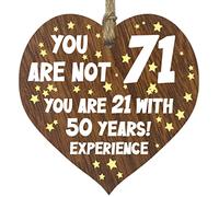 Tqcplfdiddo 71st Birthday Gift For Women Men Wooden Heart Plaque, Dark Wood Sign Keepsake, Happy Birthday Mum, Grandma, Dad, Husband, Wife, Uncle, Mum Gifts From Son, Nan, Grandad Birthday Present