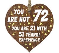 Tqcplfdiddo 72nd Birthday Gift For Women Men Wooden Heart Plaque, Dark Wood Sign Keepsake, Happy Birthday Mum, Grandma, Dad, Husband, Wife, Uncle, Mum Gifts From Son, Nan, Grandad Birthday Present