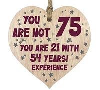 Tqcplfdiddo 75th Birthday Gift For Women Men Wooden Heart Plaque, Light Wood Sign Keepsake, Happy Birthday Mum, Grandma, Dad, Husband, Wife, Uncle, Mum Gifts From Son, Nan, Grandad Birthday Present