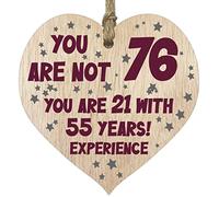 Tqcplfdiddo 76th Birthday Gift For Women Men Wooden Heart Plaque, Light Wood Sign Keepsake, Happy Birthday Mum, Grandma, Dad, Husband, Wife, Uncle, Mum Gifts From Son, Nan, Grandad Birthday Present