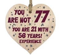Tqcplfdiddo 77th Birthday Gift For Women Men Wooden Heart Plaque, Light Wood Sign Keepsake, Happy Birthday Mum, Grandma, Dad, Husband, Wife, Uncle, Mum Gifts From Son, Nan, Grandad Birthday Present