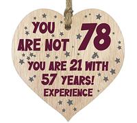 Tqcplfdiddo 78th Birthday Gift For Women Men Wooden Heart Plaque, Light Wood Sign Keepsake, Happy Birthday Mum, Grandma, Dad, Husband, Wife, Uncle, Mum Gifts From Son, Nan, Grandad Birthday Present