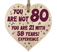 Tqcplfdiddo 80th Birthday Gift For Women Men Wooden Heart Plaque, Light Wood Sign Keepsake, Happy Birthday Mum, Grandma, Dad, Husband, Wife, Uncle, Mum Gifts From Son, Nan, Grandad Birthday Present