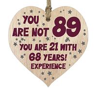 Tqcplfdiddo 89th Birthday Gift For Women Men Wooden Heart Plaque, Light Wood Sign Keepsake, Happy Birthday Mum, Grandma, Dad, Husband, Wife, Uncle, Mum Gifts From Son, Nan, Grandad Birthday Present