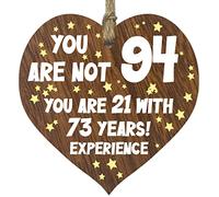 Tqcplfdiddo 94th Birthday Gift For Women Men Wooden Heart Plaque, Dark Wood Sign Keepsake, Happy Birthday Mum, Grandma, Dad, Husband, Wife, Uncle, Mum Gifts From Son, Nan, Grandad Birthday Present