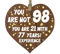 Tqcplfdiddo 98th Birthday Gift For Women Men Wooden Heart Plaque, Dark Wood Sign Keepsake, Happy Birthday Mum, Grandma, Dad, Husband, Wife, Uncle, Mum Gifts From Son, Nan, Grandad Birthday Present