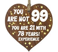 Tqcplfdiddo 99th Birthday Gift For Women Men Wooden Heart Plaque, Dark Wood Sign Keepsake, Happy Birthday Mum, Grandma, Dad, Husband, Wife, Uncle, Mum Gifts From Son, Nan, Grandad Birthday Present