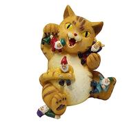 Tqcplfdiddo Adorable Resin Cat Figurine Eating Gnome Statue Mini Garden Decor Car Decor
