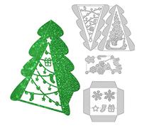 Tqcplfdiddo Christmas Candy Box Die Cuts DIY 3D Gift Box Metal Cutting Die Xmas Tree Shape Favour Box Dies for Christmas Party Valentine's Halloween Birthday Decor