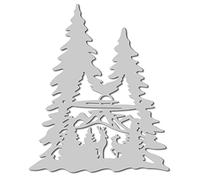 Tqcplfdiddo Christmas Metal Wall Art Deer Pine Tree Wall Decor Mountain Forest Iron Wall Signs Hanging Metal Ornament Sculpture for Balcony Garden Home Living Room Decoration Gift Silver 11.8x9.8Inch