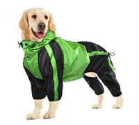 Tqcplfdiddo Dog Raincoat, Waterproof Dog Rain Coats for Large Dogs, Lightweight Rain Jacket, Adjustable 4 Legs Pet Poncho with Hood, Snow-Proof Dog Vest Rainwear, Rain Clothes Apparel with Leash Hole
