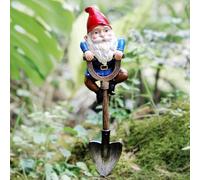 Tqcplfdiddo Garden Gnomes Decorations for Yard, Funny Outdoor Statue Gift, Naughty Knome Standing on A Shovel, Home Sculptures Easy to Use