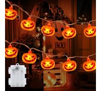 Tqcplfdiddo Halloween Pumpkin Lights, 3M 20 LED Waterproof Outdoor Halloween Fairy Lights Battery Operated with 6h Timer, Jack O Lantern Lights for Halloween Decorations, Autumn Fall Decorations