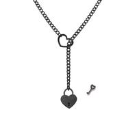 Tqcplfdiddo Heart O Ring Slip Chain Choker Necklace for Women Stainless Steel Cuban Chain Heart Y-shape Necklace Punk Rock Collar Necklaces Adjustable Necklace for Men