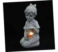Tqcplfdiddo Solar Resin Garden Elf Statue Boys and Girls Solar Ornament for Outdoor Décor Large Gnome Jar Insects Patio Ornaments for Landscape Garden