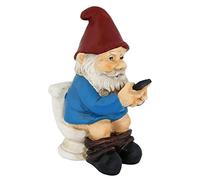 Tqcplfdiddo Statues, Funny Garden Gnome Ornament Naughty Garden Gnome on a Toilet Garden Gnome Figurine Funny Gnomes Set for Yard Lawn