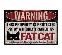 Tqcplfdiddo Vintage Cat Metal Sign Funny Fat Cat Tin Sign Warning Metal Sign For Indoor & Outdoor Home Bar Coffee Kitchen Wall Decor, Iron 8x12 In