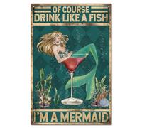 Tqcplfdiddo Vintage Metal Tin Sign Plaque Poster 8×12inch Drink Like a Fish Retro Metal Wall Decorative Tin Signs for Home Kitchen Bar Coffee Shop Club Orchard Decoration
