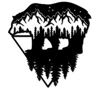 Tqcplfdiddo Wilderness Bear Metal Wall Art Decor Mountain Forest Black Wall Signs Iron Hanging Metal Ornament Sculpture for Balcony Garden Home Bedroom Kitchen Decoration Outdoor Gift 11.8x11.4Inch