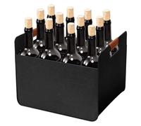 Tqcplfdiddo Wine Carrier for 12 Bottles, Portable Wine Bottle Storage Box with Handle, Felt Wine Carrier Bag, Foldable Reusable Shopping Bags, for Picnic, Camping, Black, See, See