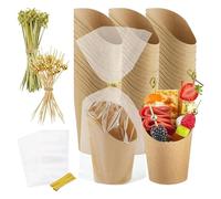 TQEBWUS 350 Individual Charcuterie Cups, 14oz Charcuterie Cups, Paper French Fry Cups, French Fries Holder,Popcorn Boxes For Waffle Chips(50xCharcuterie Cups+200xCocktail Picks+50xBags+50xTies)