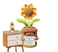 TQEBWUS 5.12x1.97in Sunflower Crochet Potted Flowers, Min-i Funny Crochet Flower, Inspiration Crochet Flower, Cute Crochet Sunflowers Emotional, Crochet Flowers With Positive Card (sunflower)