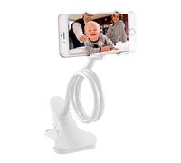 TQEBWUS Adjustable Gooseneck Cell Phone Holder, Flexible Lazy Arm Clamp, Multipurpose Overhead Mount - White