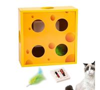 TQEBWUS Cat Puzzle Toy | Interactive Cheese Box | Feather Rotation In Holes Maze, Funny Cat Toy, Cat Feather Toy Intelligent Sensing, Cat Entertainment