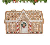 TQEBWUS Christmas Doormat, 60x40cm Imitation Cashmere Non-Slip Gingerbread House Door Mat, Fun Ginger Bread House Welcome Door Mat, Christmas Gingerbread Doormat For Home Kitchen Bathroom