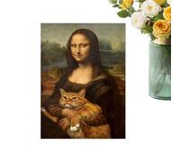TQEBWUS Female Wall Art with Cat Motif, Humorous Painting as Wall Decoration, for Living Room, Hotel, Bathroom, Office, Home