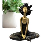 TQEBWUS Girl Sculpture Decor,Meditation Afro Girl Figurine Shelf Decor - Resin Sculpture Home Decorations for Birthday Bedroom Cabinet Apartment Dorm Shop Restaurant Hotel Bookshelf