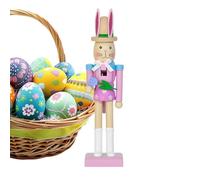 TQEBWUS Nutcracker Statuette Decoration, Figure as the Centre of Table Decoration, Wooden Bunny Nutcracker, Christmas Sculpture, for Spring Table Decoration, Holiday, Mantle, Fireplace, Home, Stairs