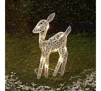 TQEBWUS Outdoor Reindeer Christmas Decorations, 3 LED Reindeer, Illuminated Deer Christmas Decoration, Outdoor Standing Elk Ornament for Yard, Lawn, Battery Operated 42 x 27 cm