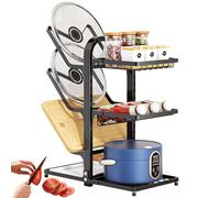 TQEBWUS Pots and Pans Organizer Under Cabinet,Kitchen Storage Holder Organizer - Adjustable Rack Shelf Space Saving Design for Fruit Vegetable Organization