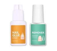 TQEBWUS Press on Nail Glue Remover,Quick Dry Professional Long-Lasting - Strong Hold Gel Nail Glue with Remover | for Repair Decoration Manicure Broken False Women Girls Beginner