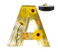TQEBWUS Resin Flower Night Light Lamp,Handmade Letter Lamps | Pressed Flower Resin Letters with Light, Handmade Letter Lamps for Mother, Wife, Women
