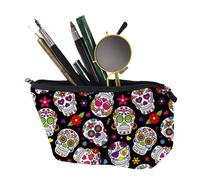 TQEBWUS Skull Pencil Case, Creative Pencil Case, Gothic Pencil Case, Large Capacity, Makeup Bag Holder, Organiser, Stationery Bag for School, black, see description, See description