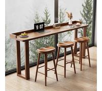 Tqertrtfxa Solid wood bar table tall narrow, counter with edging,simple and modern design,high by the balcony floor-to-ceiling window,and chairs for the rest area(140 * 40cm/55.1 * 15.7in)
