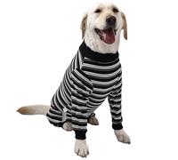 TQFlow Dog Recovery Suit, Pet Surgical Suits Medical Shirt for Female Male, Stripes Spay Suit for Wounds Protectation, Dog Cone E-Collar Alternative, Operative Onesie Bodysuits Shirts (Black, XL)
