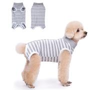 TQFlow Dog Surgery Recovery Suit, Surgical Bodysuits Abdominal Wounds Protector for Female Male, Dog Cone E-Collar Alternative, Surgical Onesie Suits Prevent Licking for Small, Medium Puppy (Grey, S)