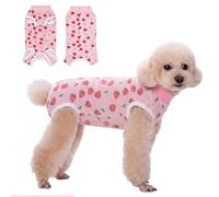TQFlow Dog Surgery Recovery Suit, Surgical Bodysuits Abdominal Wounds Protector for Female Male, Dog Cone E-Collar Alternative, Onesie Suits Prevent Licking for Small, Medium Puppy (Strawberry, M)