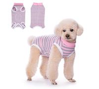 TQFlow Dog Surgery Recovery Suit, Surgical Bodysuits Abdominal Wounds Protector for Female Male, Dog Cone E-Collar Alternative, Onesie Suits Prevent Licking for Small, Medium Puppy (Pink Grey, L)