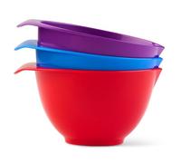 TQGEAR WePrep Mixing Bowl Set 3 Pack | Colourful BPA Free Plastic Mixing Bowls | UK Made | 2Litre Dishwasher Safe Stackable Baking Bowls | Non Slip Pouring Spout | Meal Prep SaladServing Bowls